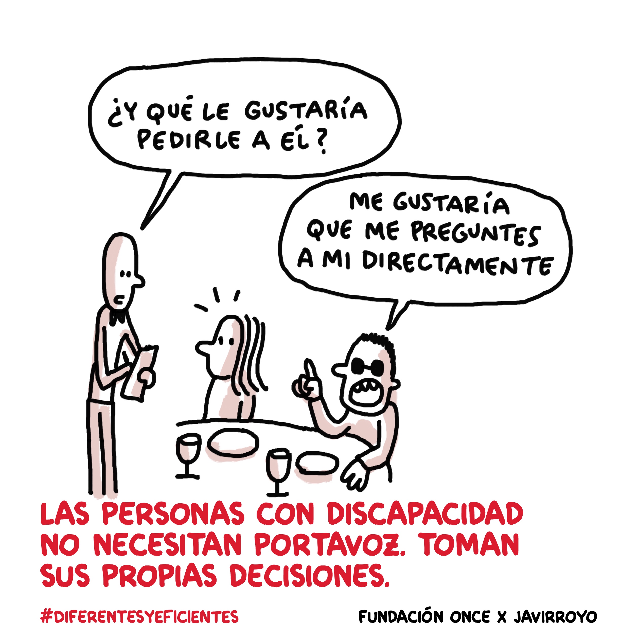 Viñeta  de  las personas con discapacidad no necesitan portavoz.