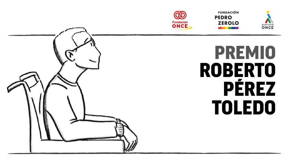 creatividad en la que sale una ilustración de Roberto Pérez y al lado el tecto "Premio Roberto Pérez Toledo"