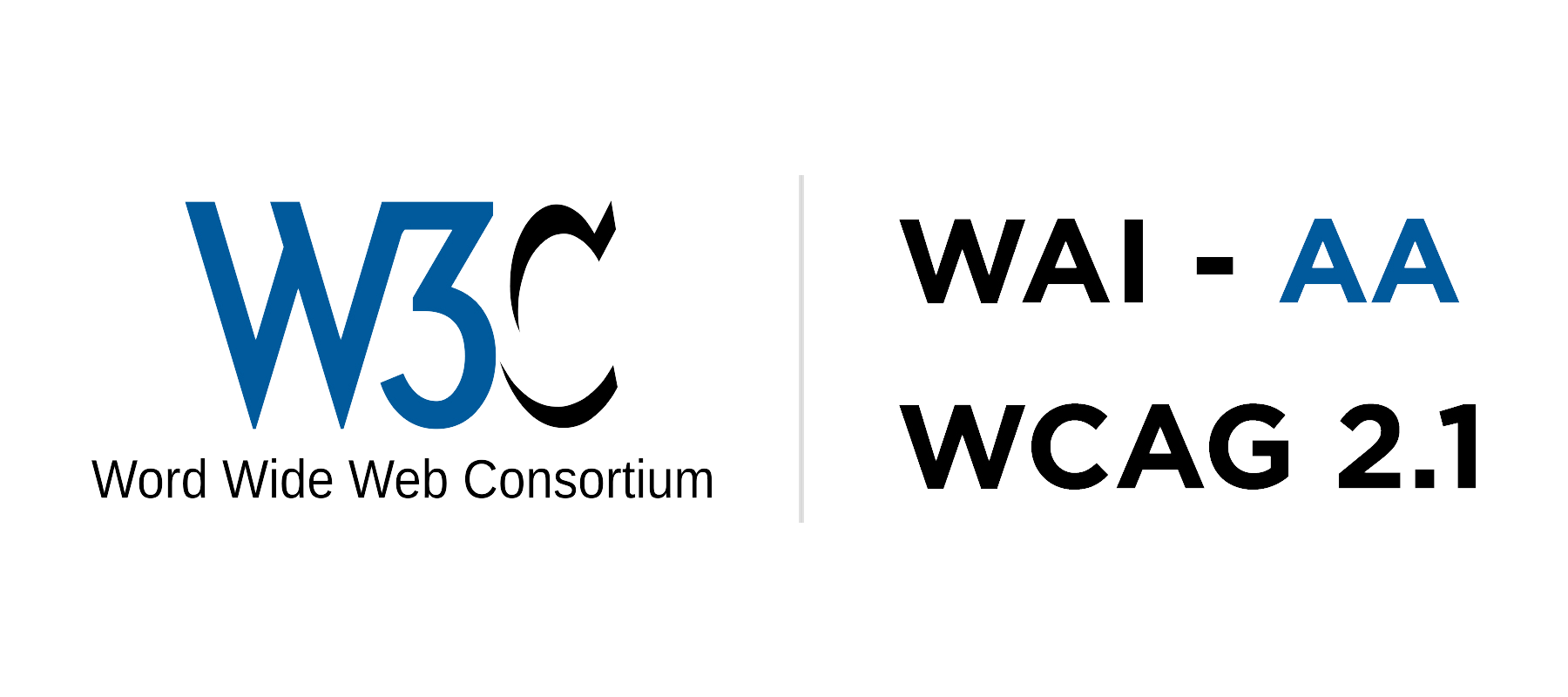 Logotipo de acreditación del cumplimiento de las pautas nivel AA del w3c según el WCAG 2.1