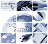 Mosaico de imagenes,un teclado, un ratón, una url, dos usb.