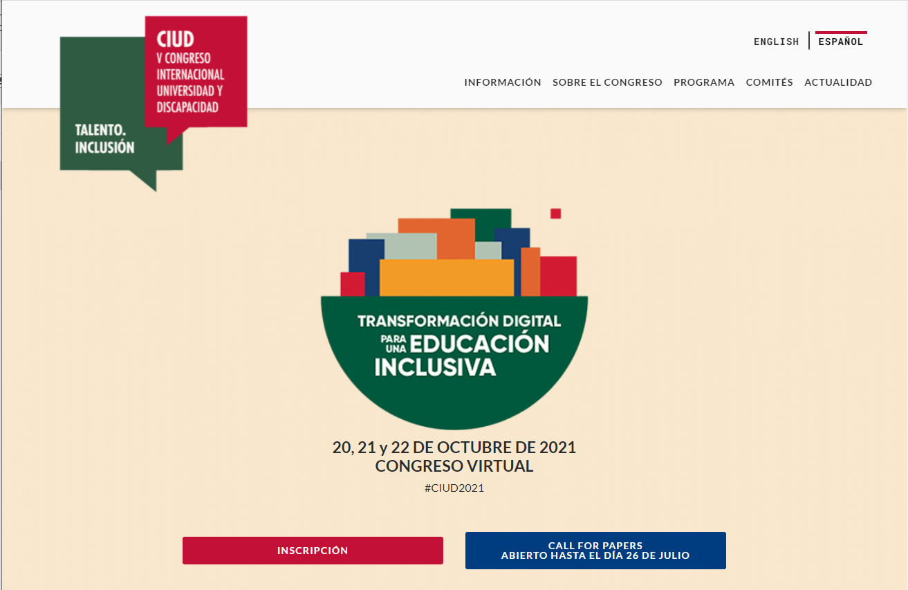 Captura de pantalla de la web del congreso