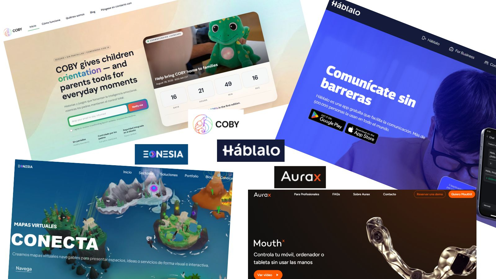 Composición con imagenes representativas de las cuatro startups