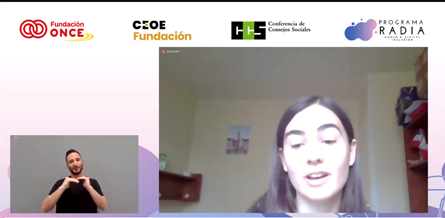 Foto de una de las beneficiarias que ha intervenido en el evento