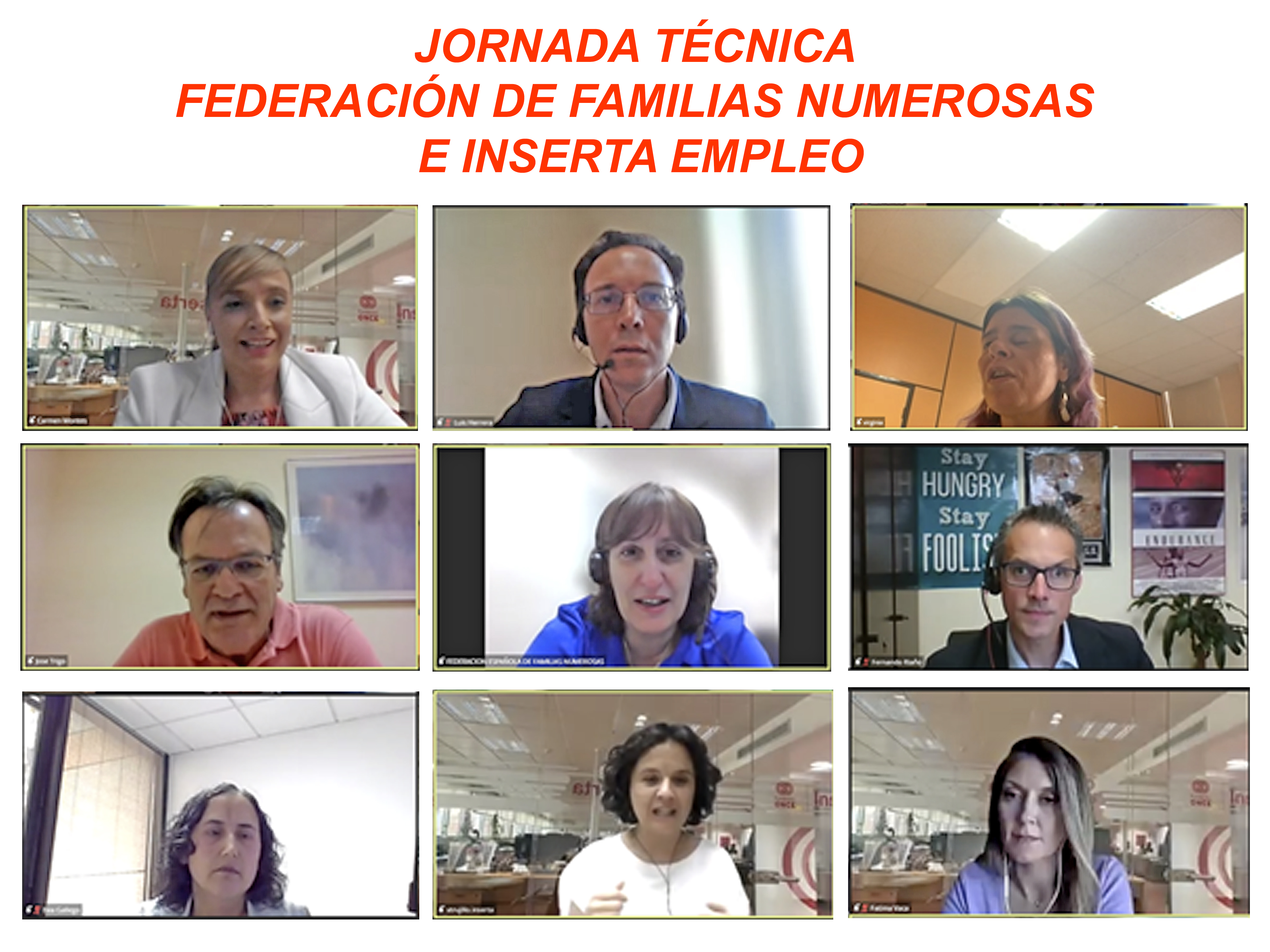 Mosaico de intervinientes de Fundación ONCE y FEFN durante el encuentro