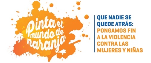 Logo con el texto Pinta el mundo de naranja