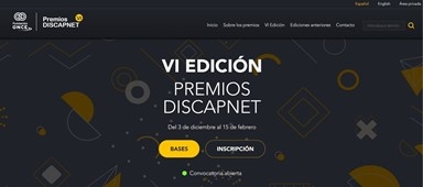 Pantallazo de la web de los Premios Discapnet