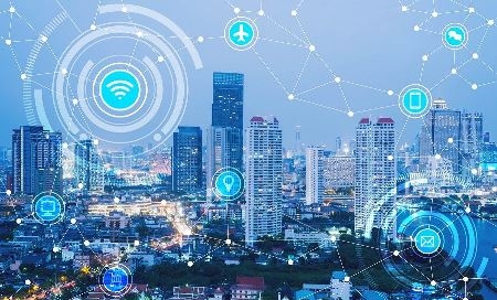 ilustración de una ciudad futurista