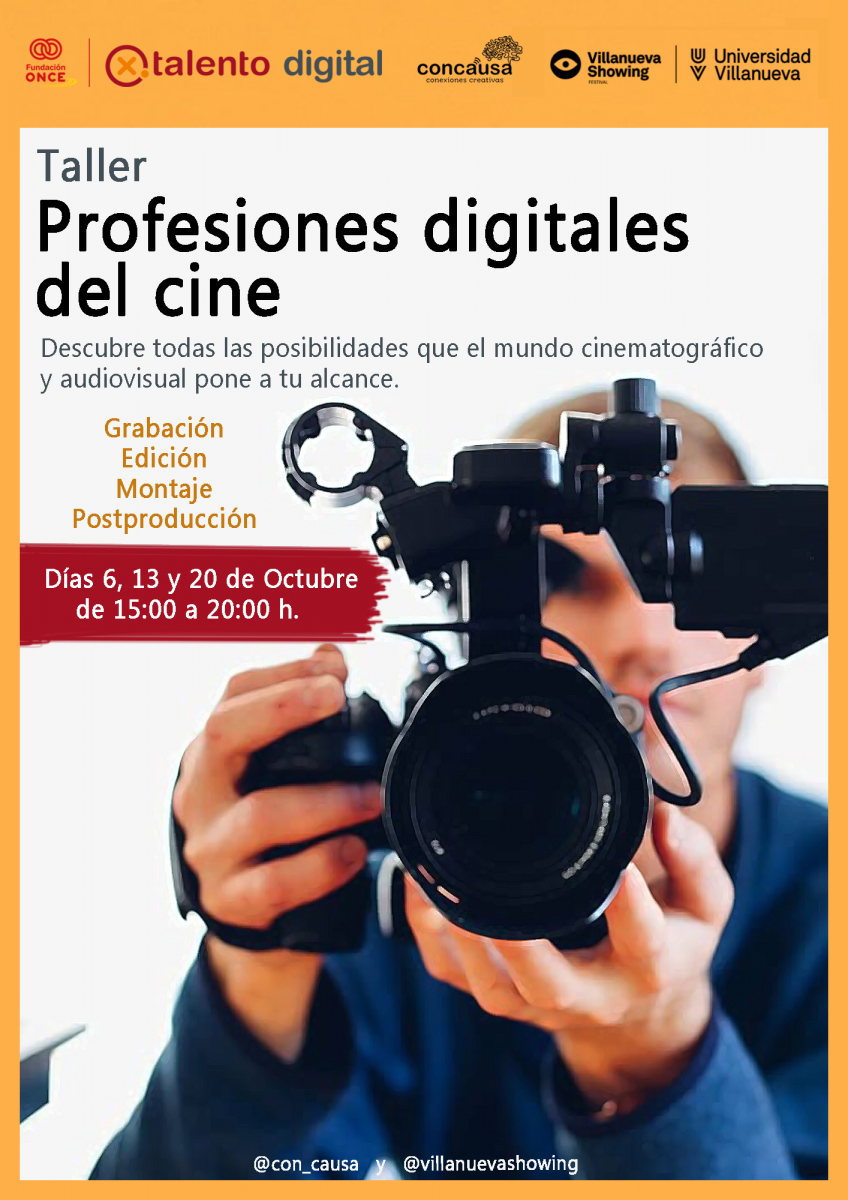 Cartel con una persona sujetando una cámara