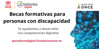 Cartel anunciando las becas de Por Talento Digital