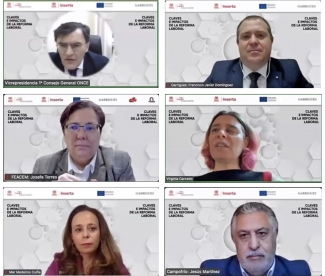 Captura de pantalla de los participantes en el seminario online