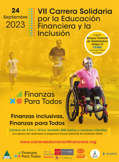 Cartel de la carrera por la educación financiera de Fundación ONCE y ASNEF