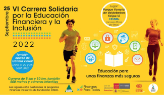 Cartel de la carrea por la educación financiera de Fundación ONCE y ASNEF