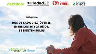 Joven sola, y con el texto sobre la incidencia de la soledad en la juventud