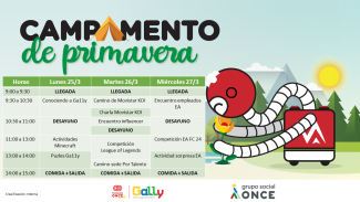 Cartel del horario del campamento de videojuegos accesibles de Fundación ONCE