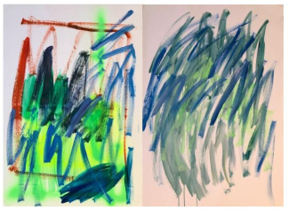 Dos de las obras 'Sin título' de Rebeca Plana expuesta en la Bienal de Fundación ONCE