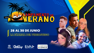 Cartel del campamento de verano de videojuegos accesibles de Fundación ONCE en Málaga