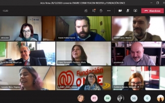 Captura de pantalla los intervinientes en la firma del convenio