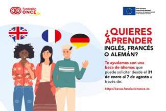 ilustración en la que vienen 3 personas, el título de la convocatoria y las fechas de apertura y cierre