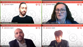 pantallazo de los representantes de las entidades de Fundación ONCE y Fundación Vodafone