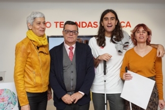 Foto de las personas que intervinieron en la inauguración en Fundación ONCE