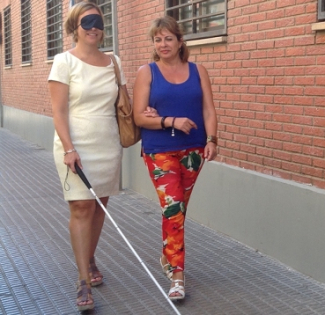 Foto de un momento de uno de los simulacros de discapacidad