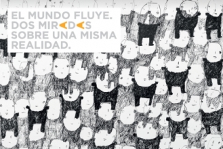 Ilustración con el cartel de El Mundo Fluye