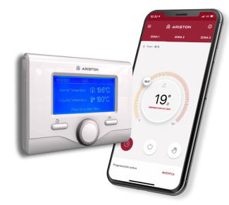Imagen de un termostato conectado a una aplicación móvil